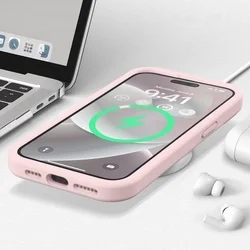 iPhone 14 Pro telefontok - PASTEL - púder pink szilikon hátlap tok-3