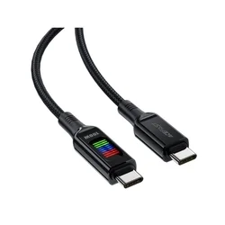 Acefast C7-03 kábel - Type-C (USB-C) / Type-C (USB-C) fekete kábel kijelzővel 1,2m, 100W-1