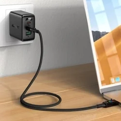 Acefast C7-03 kábel - Type-C (USB-C) / Type-C (USB-C) fekete kábel kijelzővel 1,2m, 100W-3