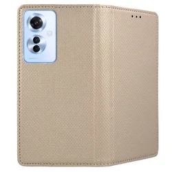 Oppo Reno11 F 5G telefontok - arany mágneses szilikon keretes könyvtok-2