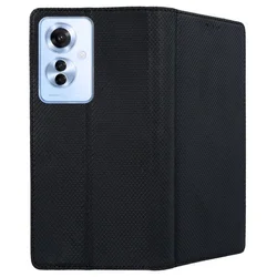 Oppo Reno11 F 5G telefontok - fekete mágneses szilikon keretes könyvtok-1