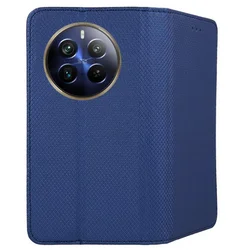 Realme 12 Pro+ 5G telefontok - kék mágneses szilikon keretes könyvtok-2