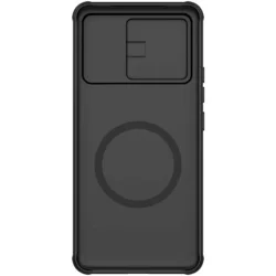 Telefontok Xiaomi Poco F6 Pro 5G - Nillkin csúsztatható kameravédős fekete hátlap tok beépített mágnessel-1