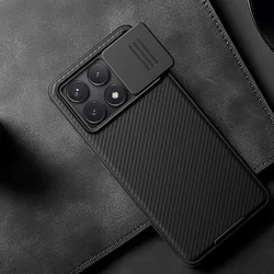 Telefontok Xiaomi Poco F6 Pro 5G - Nillkin csúsztatható kameravédős fekete hátlap tok beépített mágnessel-7