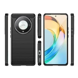 Honor Magic6 Lite telefontok - Forcell CARBON - fekete szilikon hátlap tok-2