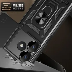 Telefontok Xiaomi Redmi 13 - Camshield - fekete szilikon tok, kitámasztó ujjgyűrűvel, kifordítható kameravédővel-3