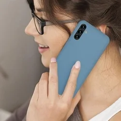 Telefontok Samsung Galaxy M55 5G - szürkés kék szilikon tok-2