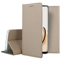 Telefontok Motorola Moto E14 - arany mágneses szilikon keretes könyvtok-3