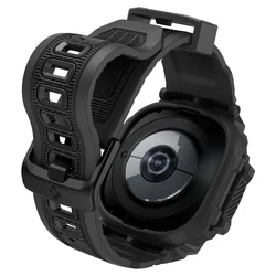 Samsung Galaxy Watch Ultra 2024 / 2025 (47 mm) okosóra szíj+tok - Spigen Rugged Armor - fekete szilikon szíj+tok-2