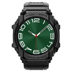 Samsung Galaxy Watch Ultra 2024 / 2025 (47 mm) okosóra szíj+tok - Spigen Rugged Armor - fekete szilikon szíj+tok-3