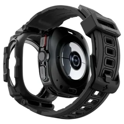 Samsung Galaxy Watch Ultra 2024 / 2025 (47 mm) okosóra szíj+tok - Spigen Rugged Armor - fekete szilikon szíj+tok-1