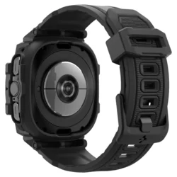 Samsung Galaxy Watch Ultra 2024 / 2025 (47 mm) okosóra szíj+tok - Spigen Rugged Armor - fekete szilikon szíj+tok-7