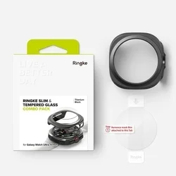 Ringke Slim fekete műanyag védő keret + üvegfólia - Samsung Galaxy Watch Ultra 2024 / 2025 (47mm) okosórához ﻿-5