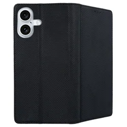 iPhone 16 telefontok - fekete mágneses átlátszó szilikon keretes könyvtok-2