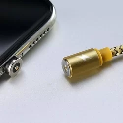 Töltőkábel: Remax Gravity RC-095a mágneses USB / TYPE-C (USB-C) típusú USB kábel LED 1M 1.5A arany-1