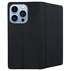 iPhone 16 Pro Max telefontok - fekete mágneses átlátszó szilikon keretes könyvtok-2