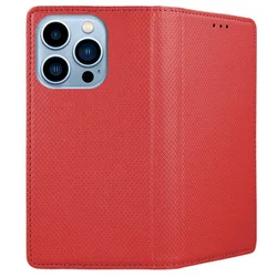 iPhone 16 Pro telefontok - piros mágneses átlátszó szilikon keretes könyvtok-2