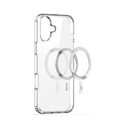 iPhone 16 telefontok - MagSafe kompatibilis átlátszó műanyag hátlap tok, szilikon kerettel-1