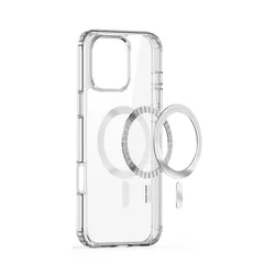 iPhone 16 Pro Max telefontok - MagSafe kompatibilis átlátszó műanyag hátlap tok, szilikon kerettel ﻿-1