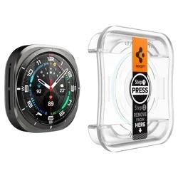 Spigen EZ FIT GLAS.tR - okosóra üvegfólia - Samsung Galaxy Watch Ultra 2024 / 2025 (47mm) okosórához (2db) + felhelyezést segítő-1