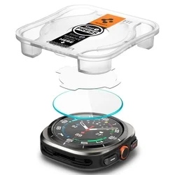Spigen EZ FIT GLAS.tR - okosóra üvegfólia - Samsung Galaxy Watch Ultra 2024 / 2025 (47mm) okosórához (2db) + felhelyezést segítő-2