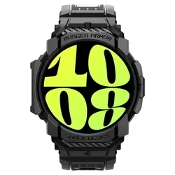 Samsung Galaxy Watch 7 (44 mm) okosóra szíj+tok - Spigen Rugged Armor - fekete szilikon szíj+tok-2