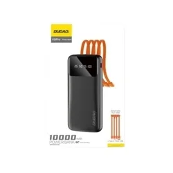 Dudao K6Pro Powerbank - fekete power bank 10000mAh, beépített MicroUSB/Type-C/Lightning/USB kábelekkel-2