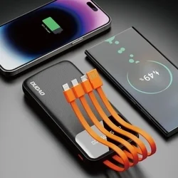 Dudao K6Pro Powerbank - fekete power bank 10000mAh, beépített MicroUSB/Type-C/Lightning/USB kábelekkel-1