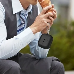 Samsung Galaxy Buds 3 / 3 FE / 3 Pro tartó - fekete szilikon karabinerrel-3