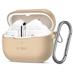 Samsung Galaxy Buds 3 / 3 FE / 3 Pro tartó - caffe latte szilikon karabinerrel-1