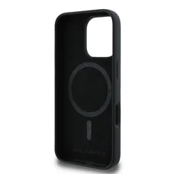 iPhone 16 Pro telefontok - Karl Lagerfeld és Choupette - MagSafe kompatibilis fekete hátlap tok ﻿-3
