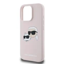 iPhone 16 Pro telefontok - Karl Lagerfeld és Choupette Head - MagSafe kompatibilis pink hátlap tok-2