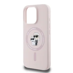 iPhone 16 Pro Max telefontok - Karl Lagerfeld és Choupette - MagSafe kompatibilis pink hátlap tok-2