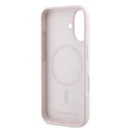 iPhone 16 telefontok - Karl Lagerfeld és Choupette Head - MagSafe kompatibilis pink hátlap tok-3