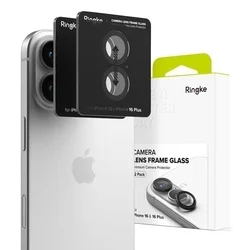 Üvegfólia iPhone 16 Plus - RINGKE kamera üvegfólia fekete kerettel/gyűrűvel (2 szett)-2