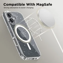 Telefontok iPhone 16 - Tech-Protect Flexair Hybrid - MagSafe kompatibilis átlátszó/csillámos műanyag hátlap tok, szilikon kerettel-3
