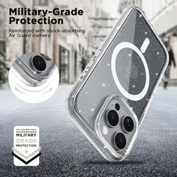 Telefontok iPhone 16 Pro - Tech-Protect Flexair Hybrid - MagSafe kompatibilis átlátszó/csillámos műanyag hátlap tok, szilikon kerettel-3