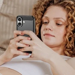iPhone 16 telefontok - Carbon Fiber - fekete szilikon hátlap tok-3