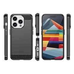 iPhone 16 Pro telefontok - Carbon Fiber - fekete szilikon hátlap tok-1