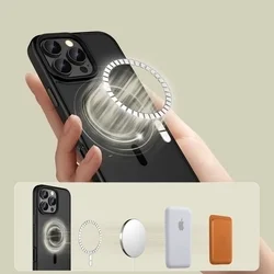 Telefontok iPhone 16 Pro Max - Tech-Protect Magmat MagSafe kompatibilis áttetsző műanyag hátlap tok, fekete szilikon kerettel-3