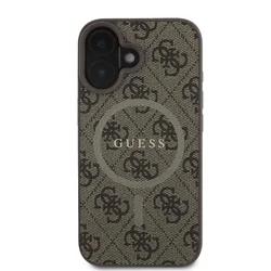 iPhone 16 telefontok - Guess Leather 4G Colored - MagSafe kompatibilis barna hátlap tok-1