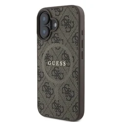 iPhone 16 telefontok - Guess Leather 4G Colored - MagSafe kompatibilis barna hátlap tok-2