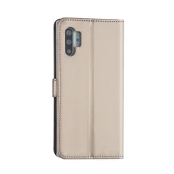 Samsung Galaxy NOTE 10+ (NOTE 10 Plus) telefontok - arany mágneses szilikon keretes könyvtok ﻿-2