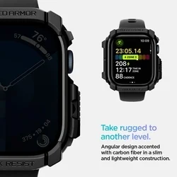 Apple Watch 10 / 11 (42 mm) okosóra tok - SPIGEN RUGGED ARMOR matt fekete szilikon tok-10