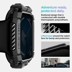 Apple Watch 10 / 11 (42 mm) okosóra tok - SPIGEN RUGGED ARMOR matt fekete szilikon tok-11