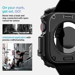Apple Watch 10 / 11 (42 mm) okosóra tok - SPIGEN RUGGED ARMOR matt fekete szilikon tok-12