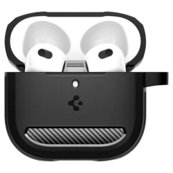AirPods 4 tartó: Airpods 4 - Spigen Rugged Armor matt fekete tok-4