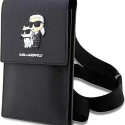 KARL LAGERFELD Saffiano Karl & Choupette Telefontok - telefontartó táska, fekete-1