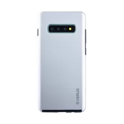 Telefontok Samsung Galaxy S10+ (S10 Plus) - átlátszó előlap + Ezüst plexi hátlap tok 360°-2
