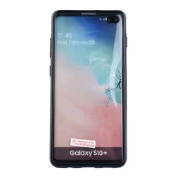Telefontok Samsung Galaxy S10+ (S10 Plus) - átlátszó előlap + Ezüst plexi hátlap tok 360°-1